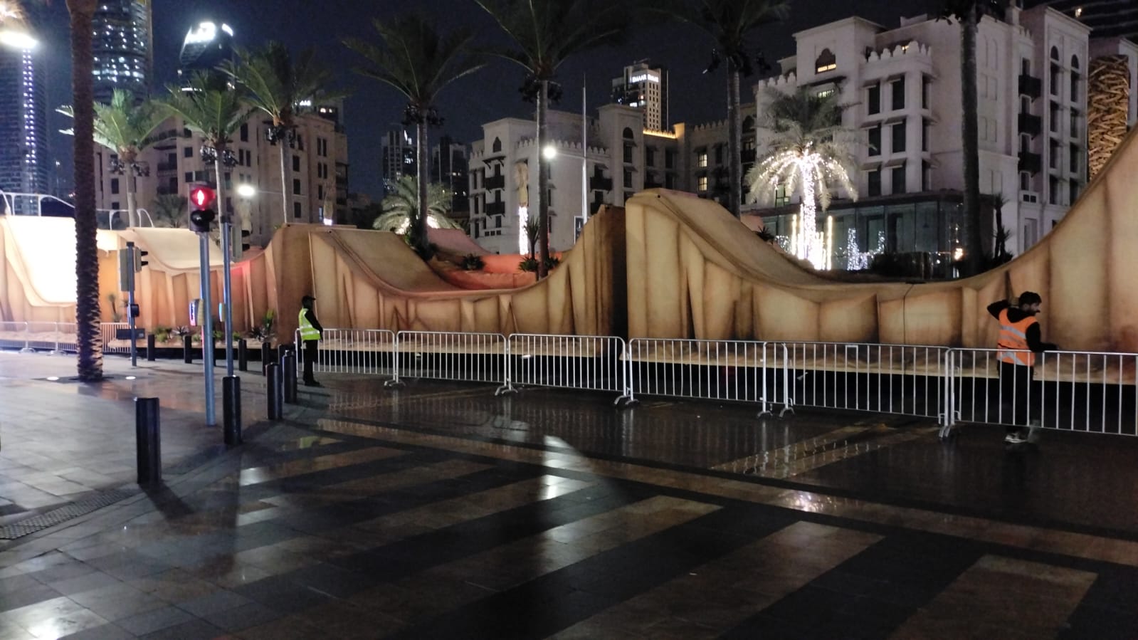 Tall scenic parade float feature engineered with a fold-down section for route clearance.
