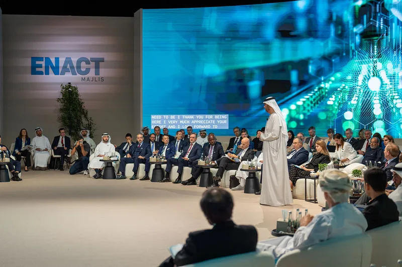 Evolution Scenic curved LED plenary environment for ADNOC ENACT Majlis in Abu Dhabi.