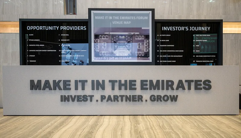 Custom scenic counter and architectural exhibition structure at Abu Dhabi Energy Center