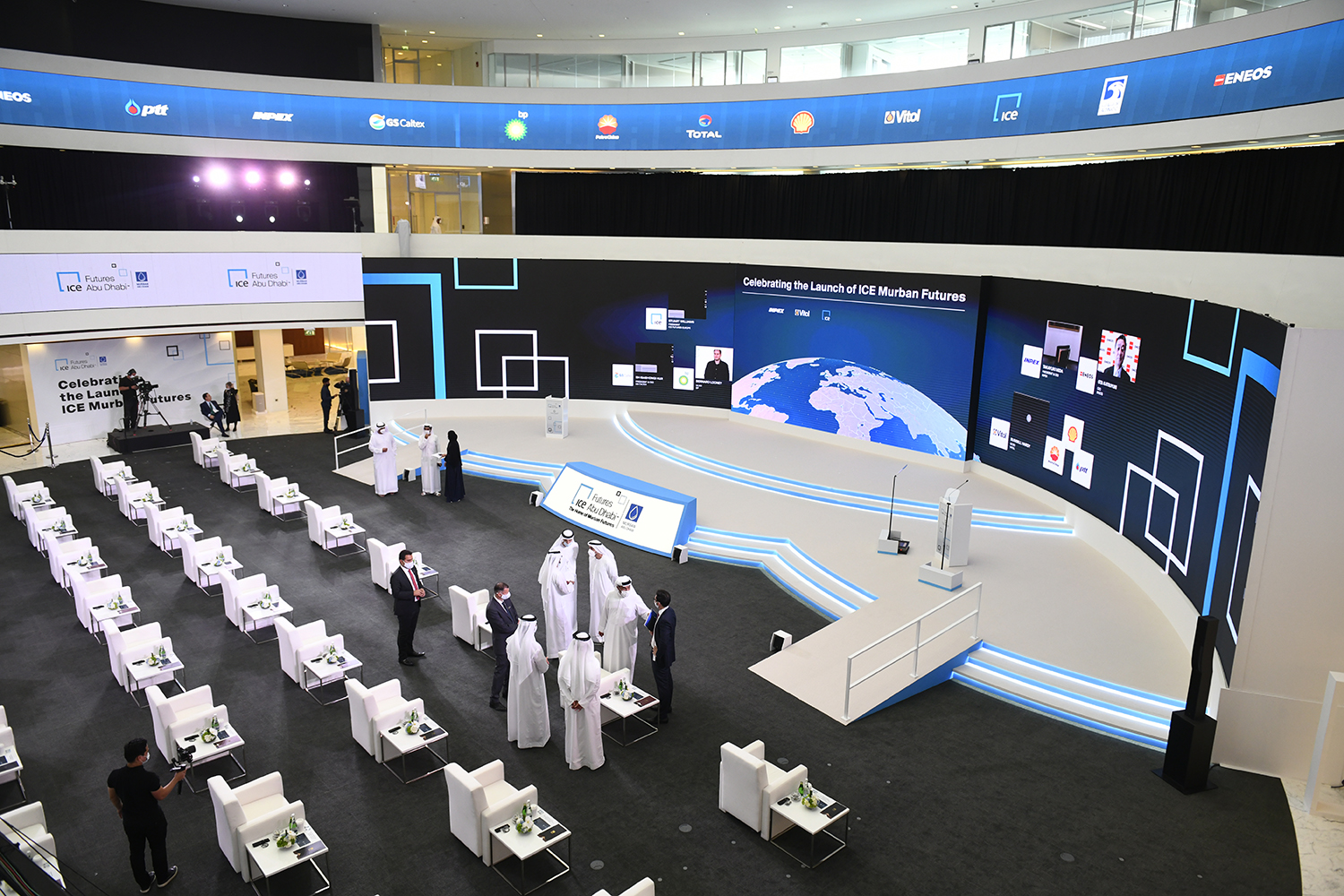 MDF and plywood scenic backdrop integrating technical screens supplied by Evolution Technical.