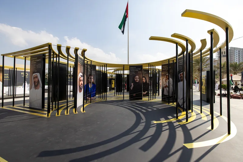 Evolution Scenic installation of custom-built festival environments at ADNOC headquarters.