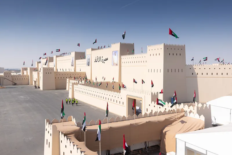 Evolution Scenic cultural scenic fabrication created for the Al Wathba Union Parade 2024.