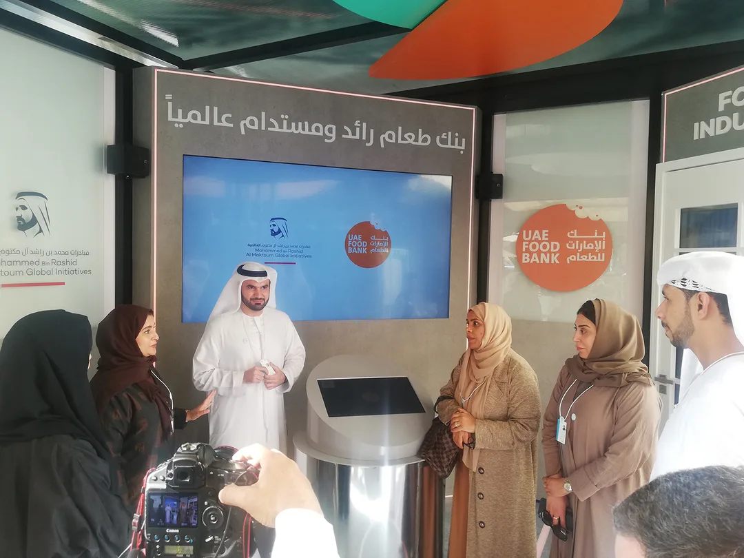 Evolution Scenic central LED screen wall within the UAE Food Bank stand.