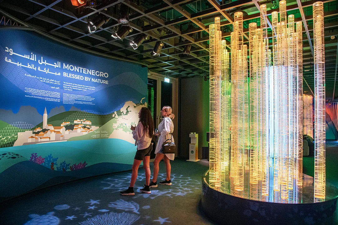 Clear acrylic scenic lighting feature fabricated for the Montenegro Pavilion 