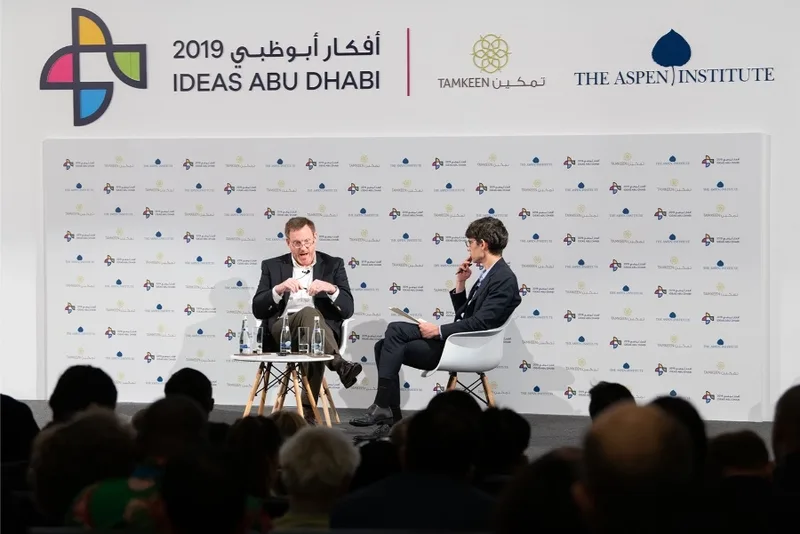 Custom scenic stage surround built for the 2019 Ideas Festival in Abu Dhabi.