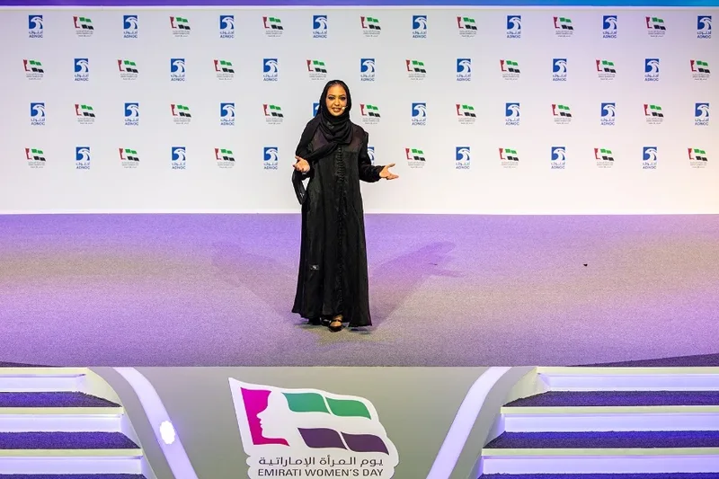 Evolution Scenic 21-metre main stage with blue branded scenic backdrop in Abu Dhabi.
