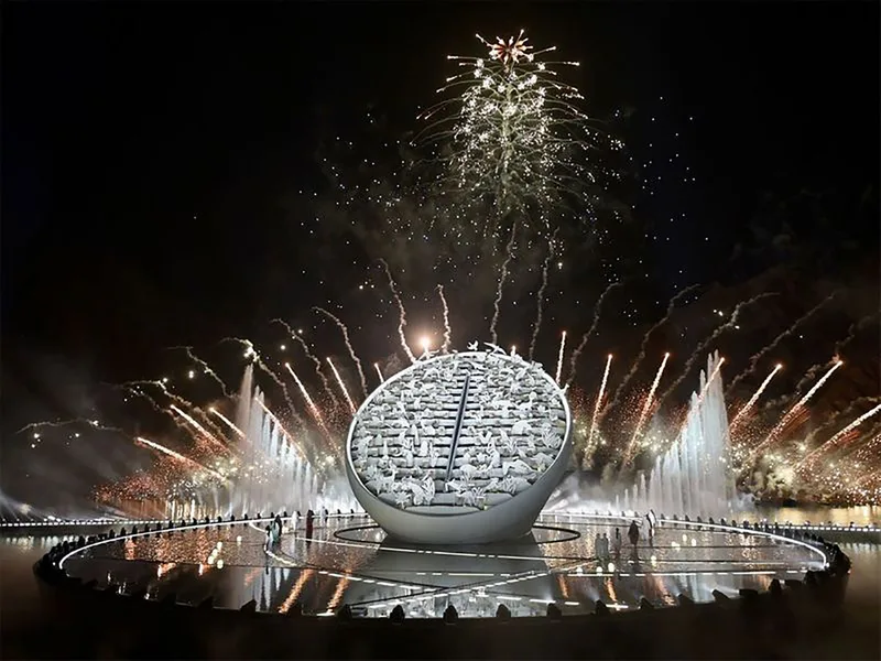 UAE Golden Jubilee skyline formed from one hundred custom telescopic structures.