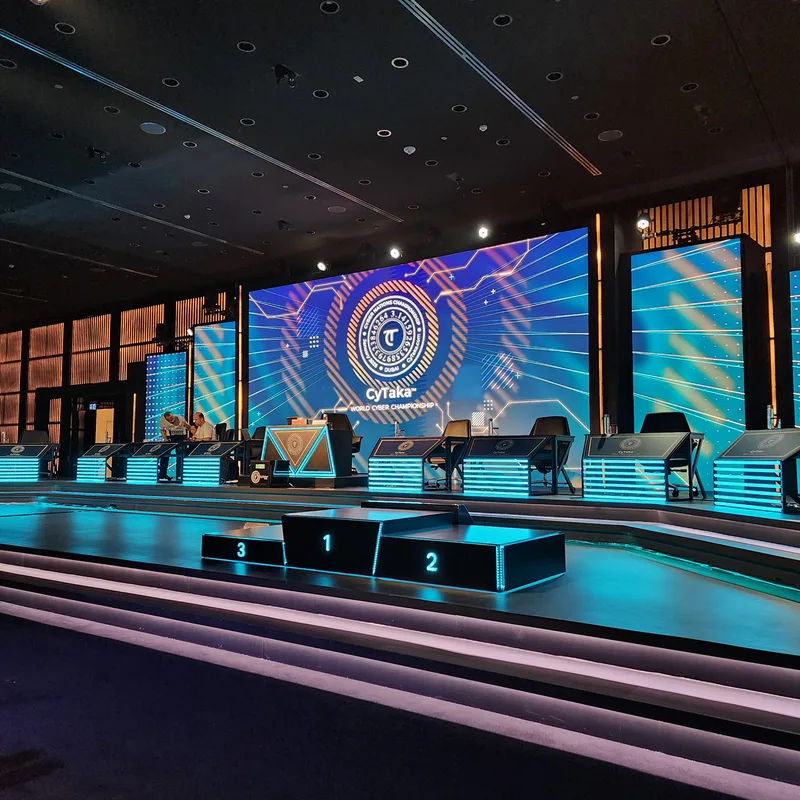 Evolution Scenic custom podium structures integrated into the CYTAKA championship stage environment.
