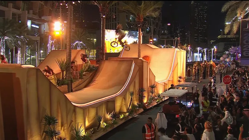 Evolution Scenic completed parade float undergoing controlled operational movement testing.