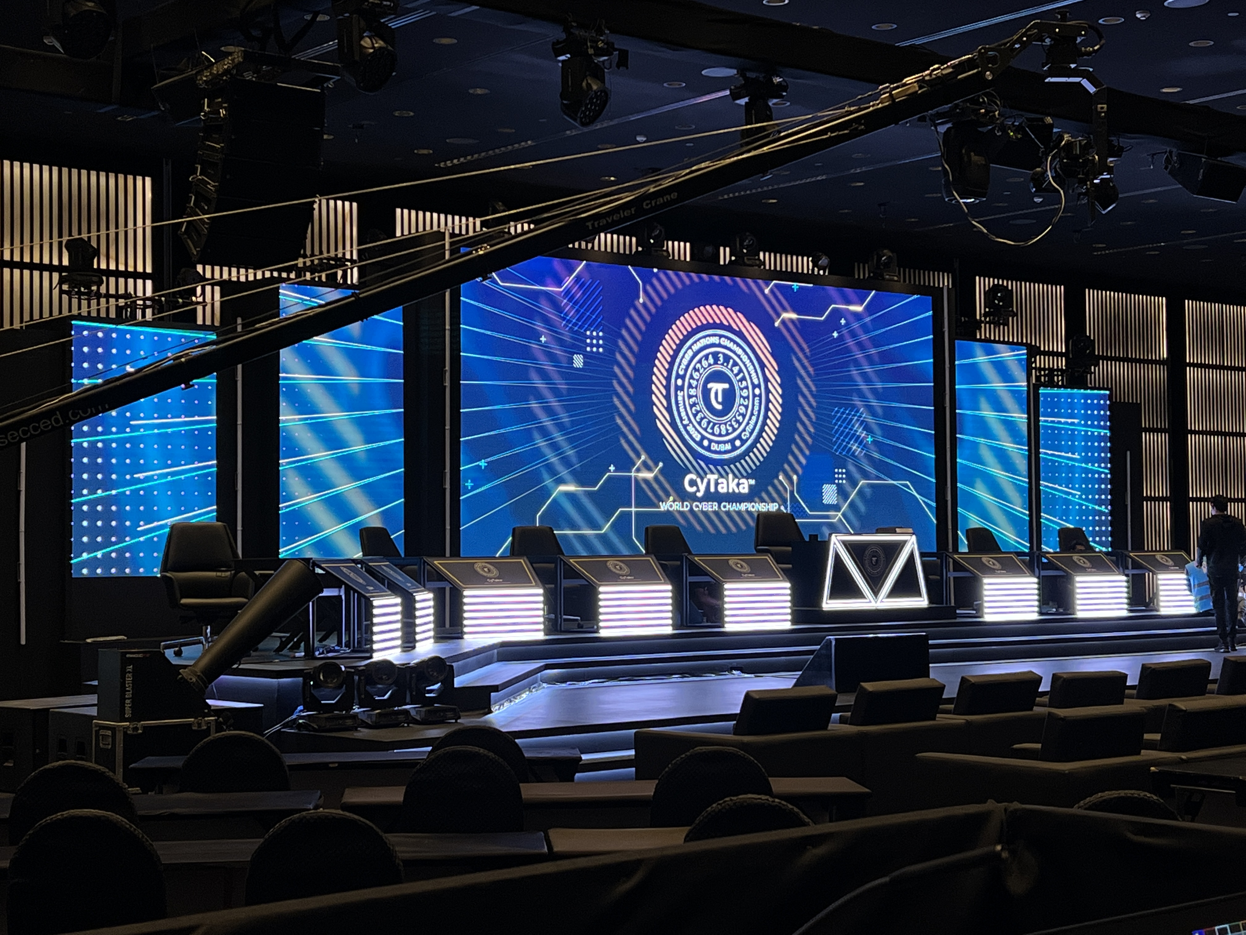 Evolution Scenic modular broadcast stage arranged for rapid installation, removal and technical reconfiguration.