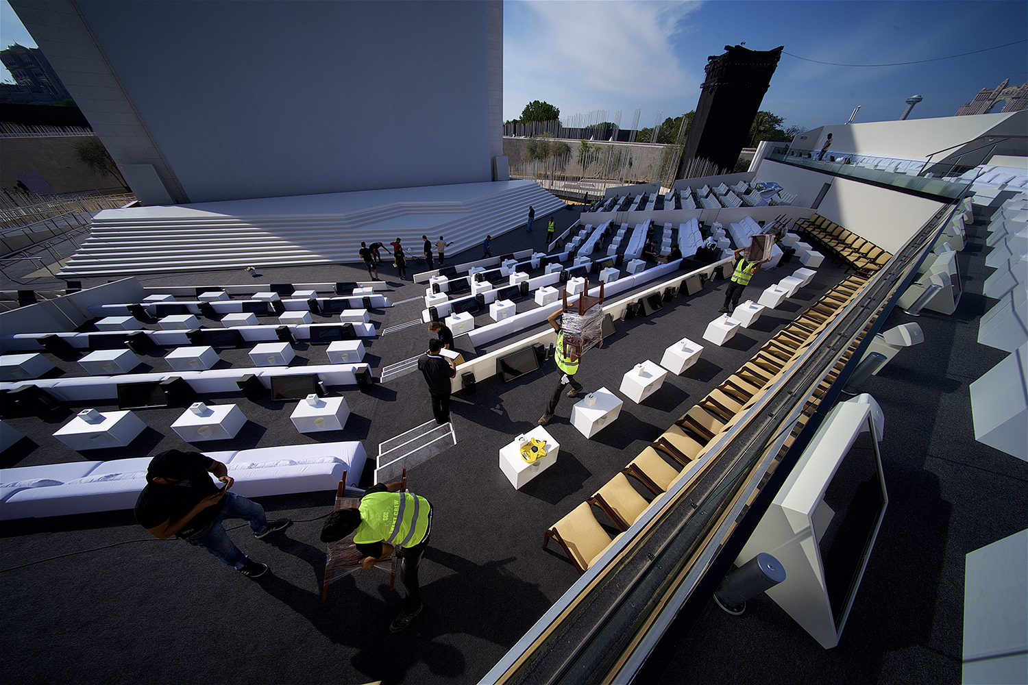 Evolution Scenic temporary architecture combining structure, joinery, lighting and furniture fabrication.