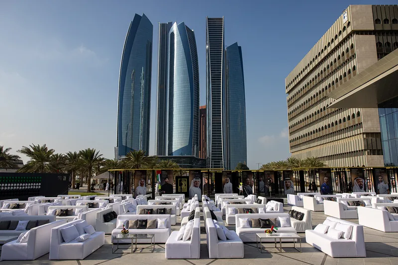 Custom scenic environment fabricated and installed by Evolution Scenic for ADNOC Jubilee.