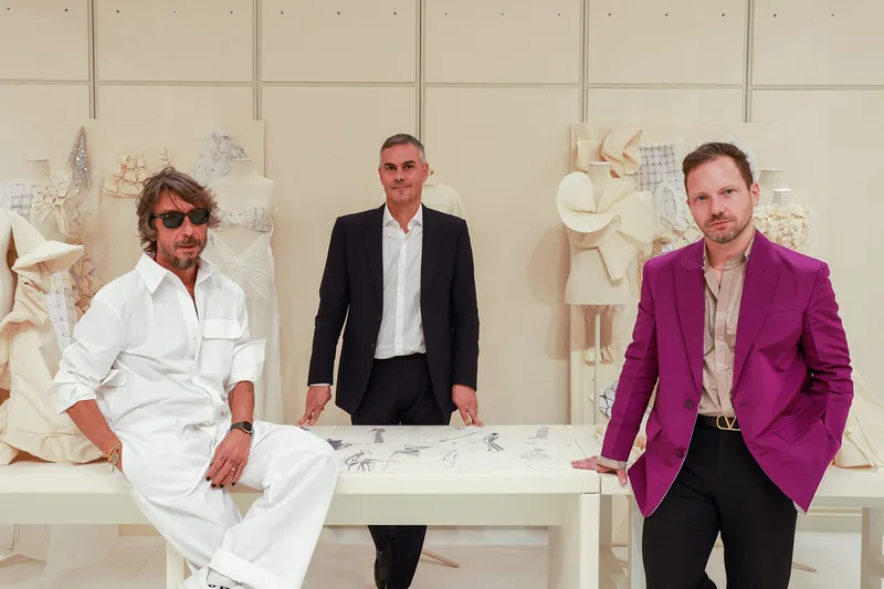 Large-scale architectural scenery fabricated for the Forever Valentino exhibition experience.