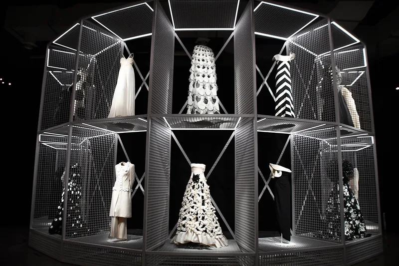 Monumental Gasometer-inspired steel structure fabricated for the Forever Valentino Exhibition.