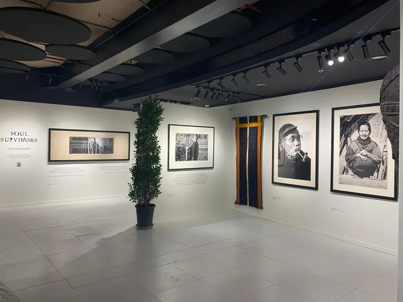 Slovenia Pavilion gallery fitout with white partitions, skirting and framed artwork supports.