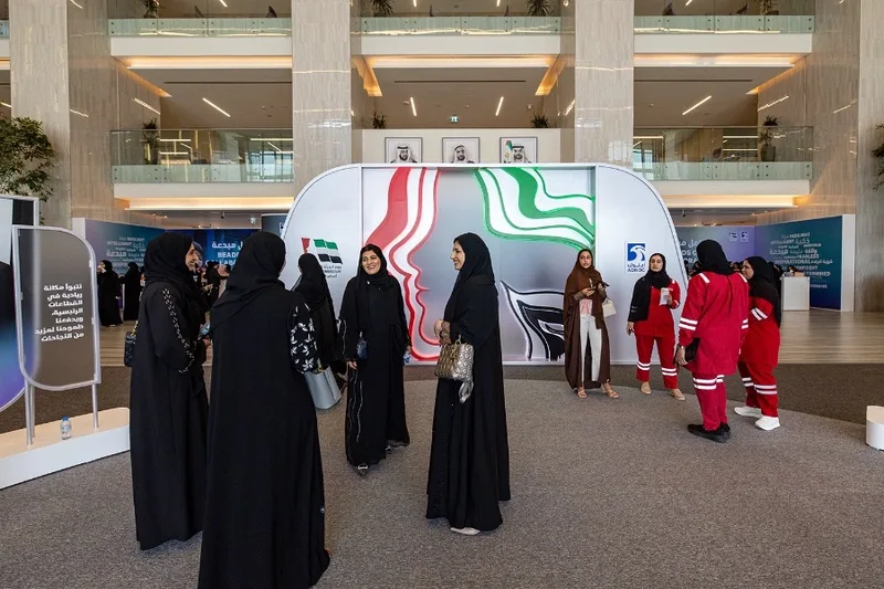 Evolution Scenic lobby feature fabricated for ADNOC’s Emirati Women’s Day programme.