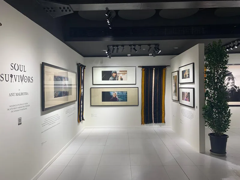 Evolution Scenic fabricated gallery walls with artwork supports and integrated ceiling lighting.