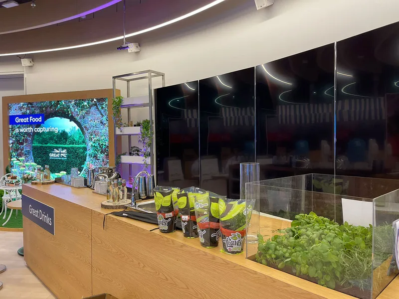 Custom scenic interior elements forming part of the UK Pavilion fit-out at Expo 2020 Dubai.