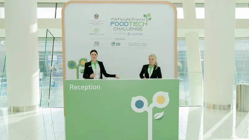 Themed scenic branding integrated into the FoodTech Challenge exhibition environment