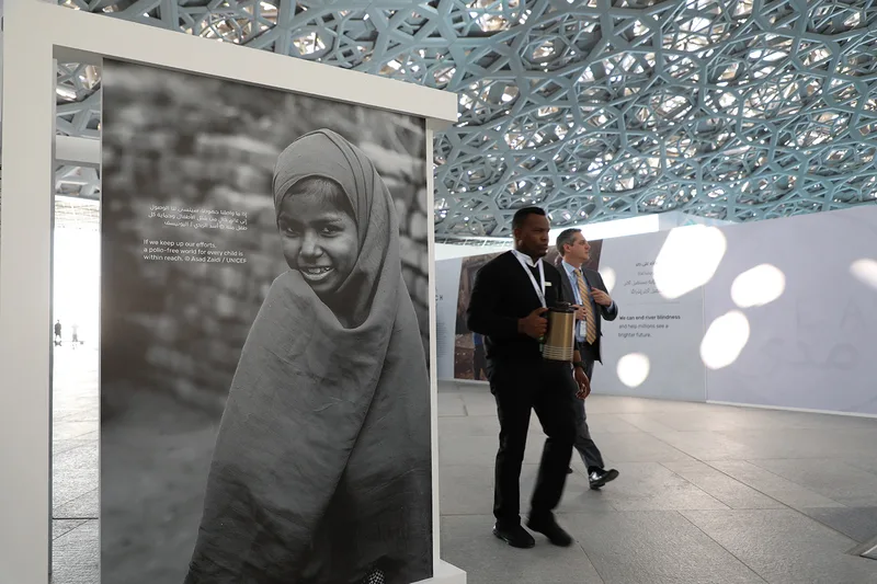 Evolution Scenic framed graphic displays installed for the outdoor exhibition in Abu Dhabi