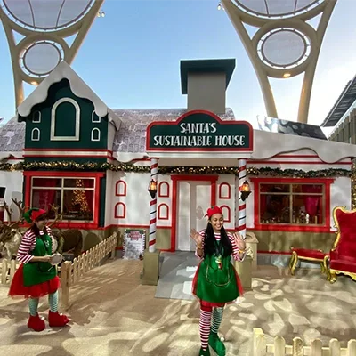 Evolution Scenic repainted oversized gift-box props with ribbons, bows and festive patterns