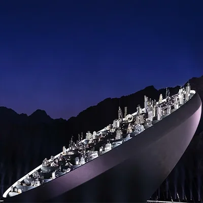 Evolution Scenic telescopic UAE skyline rising from the Golden Jubilee stage at Hatta Dam.