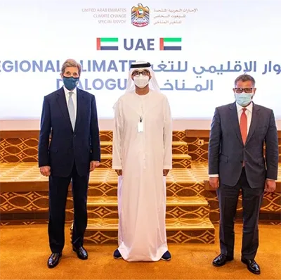 Custom stage steps and front fascia fabricated for the Abu Dhabi climate dialogue.