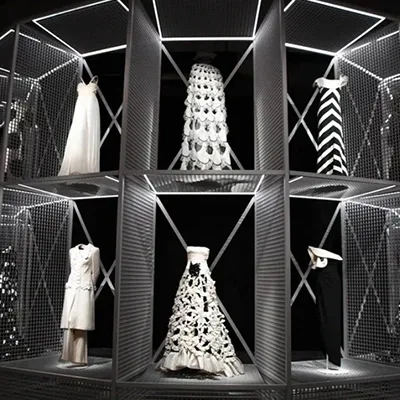 Monumental Gasometer-inspired steel structure fabricated for the Forever Valentino Exhibition.