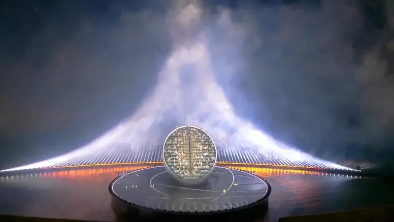 Custom building replicas integrated into the UAE Golden Jubilee stage design.
