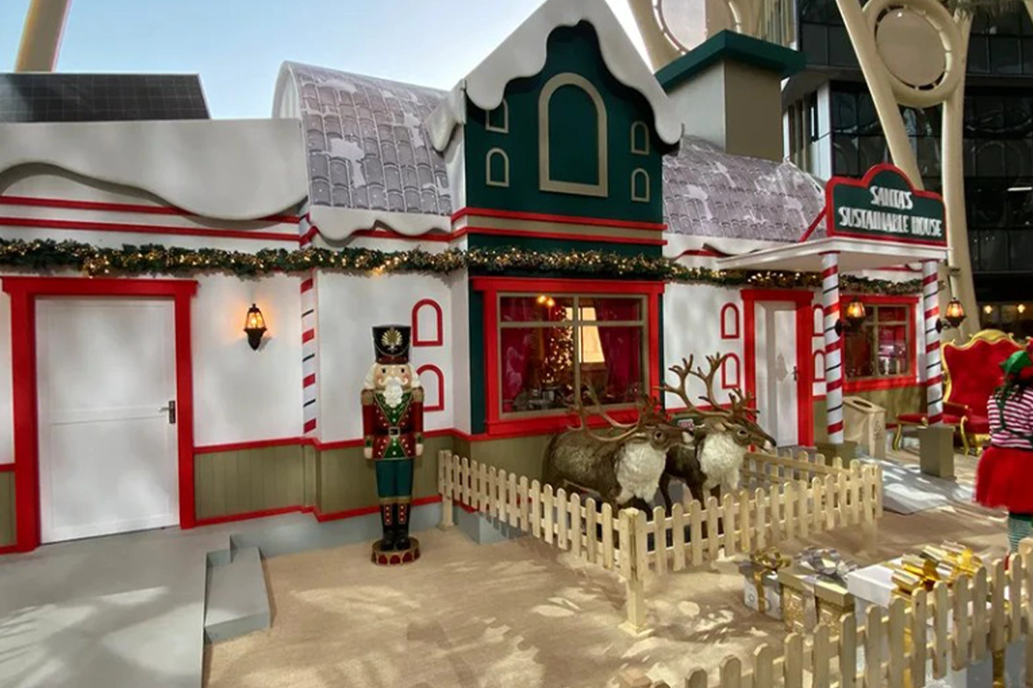 Energy-efficient decorative lighting integrated throughout Santa’s Sustainable House at Expo City.