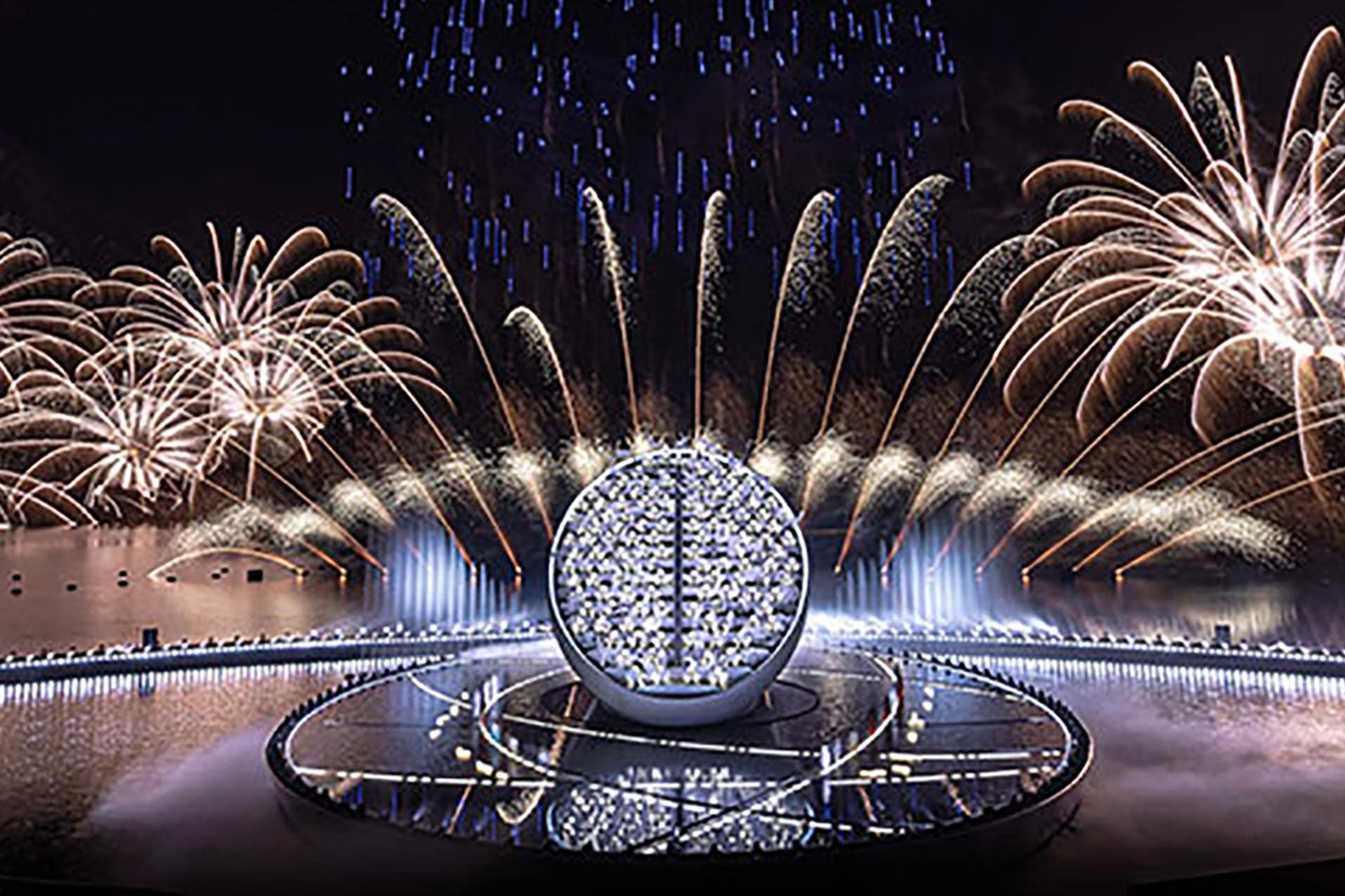 UAE Golden Jubilee skyline formed from one hundred custom telescopic structures.