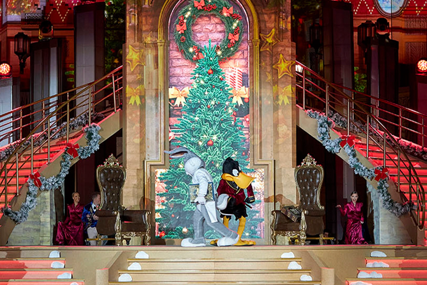 Evolution Scenic motorised winter stage with eight-metre clock tower at Warner Bros World Abu Dhabi.