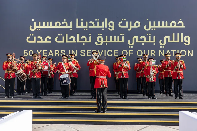 Heavy-duty main stage platform fabricated by Evolution Scenic for ADNOC Jubilee in Abu Dhabi.