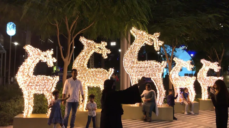 Illuminated reindeer scenic sculptures restored for the Expo Winter City installation in Dubai