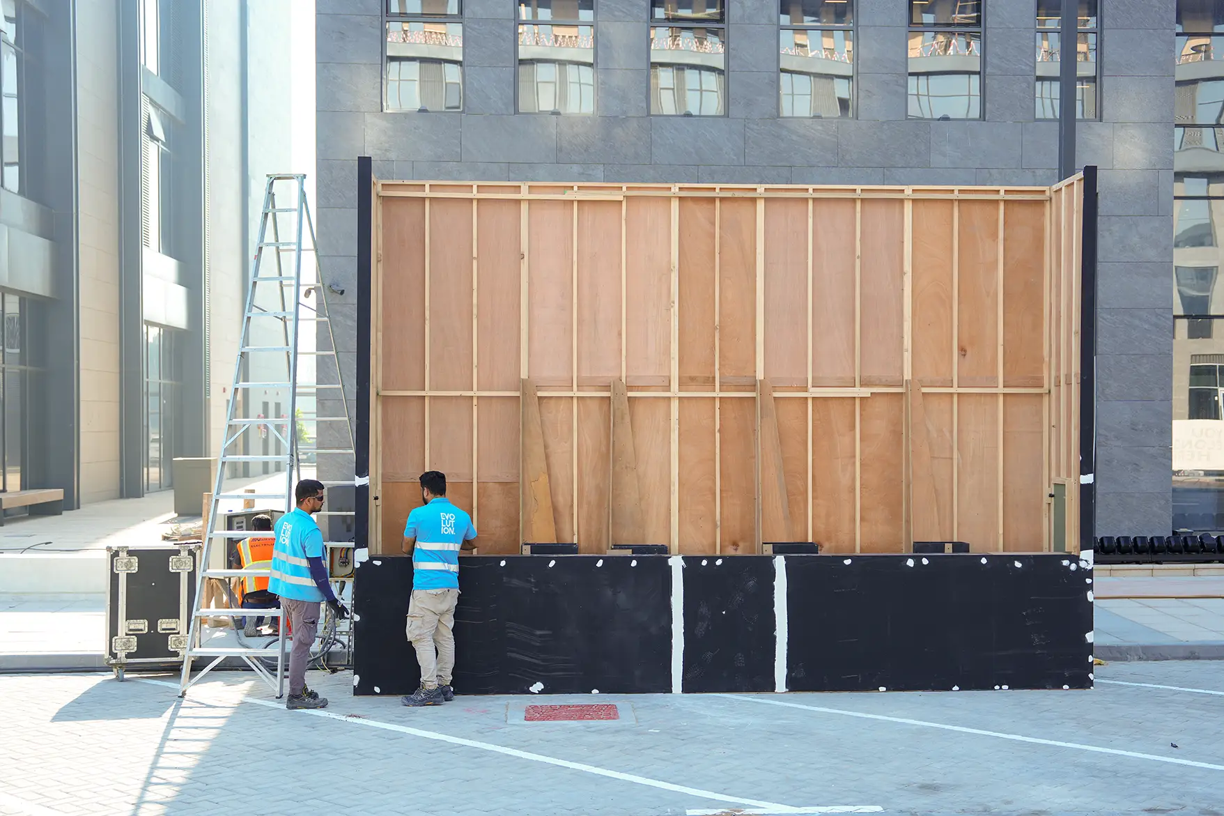 Permanent scenic installation sequenced through framing, technology, finishes and graphics.
