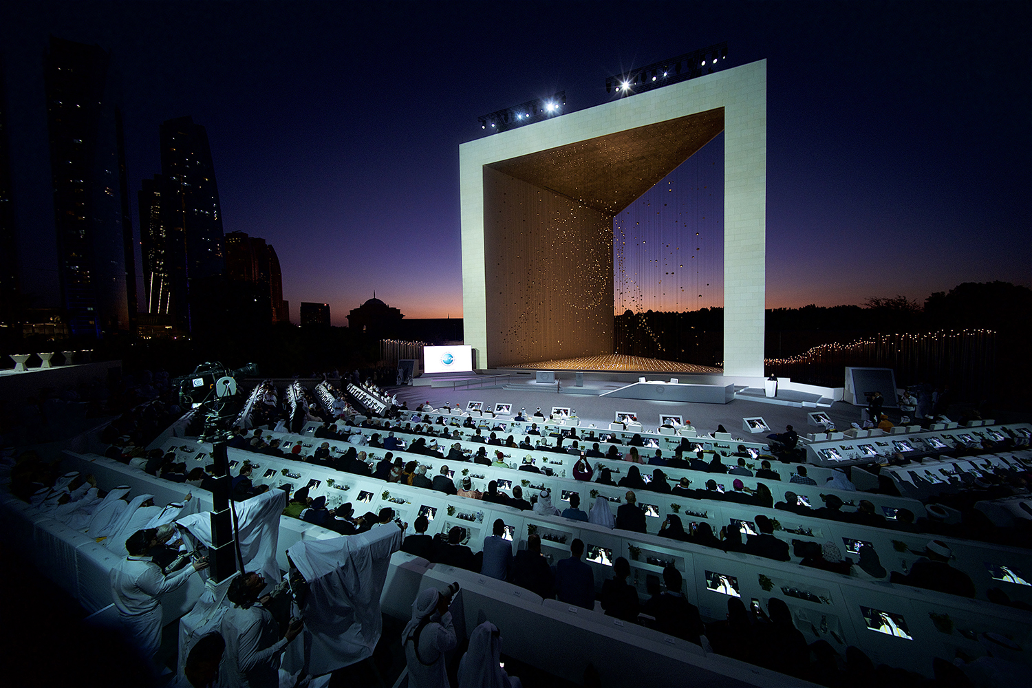 Evolution Scenic illuminated mashrabiya façade built for The Founder’s Memorial in Abu Dhabi.