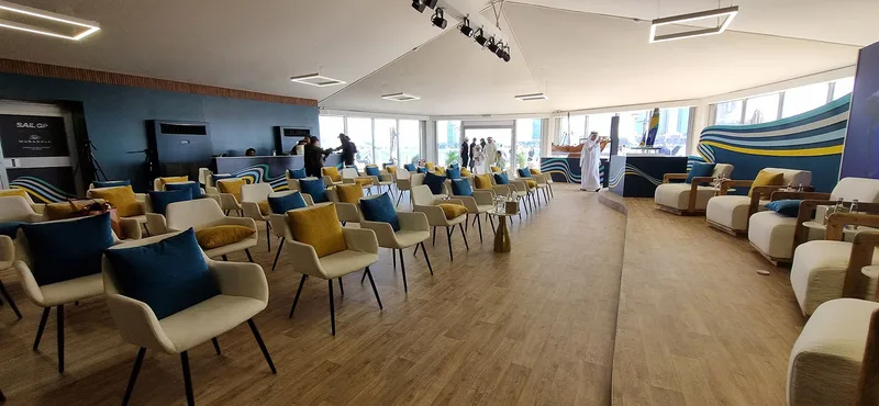 Evolution Scenic coordinated furniture, LED technology and scenic fabrication within the temporary venue.
