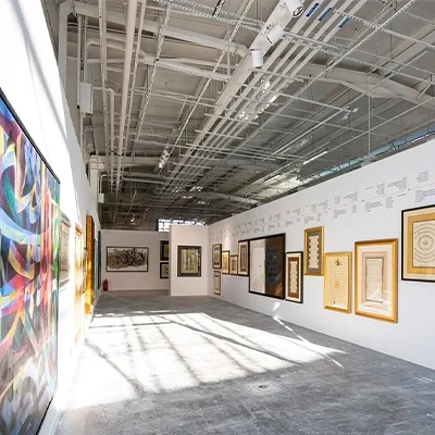 Modular art-gallery walls fabricated for the Al Burda Festival exhibition environment
