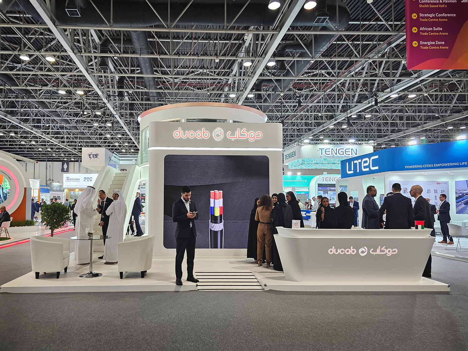 Main LED-screen scenic backdrop incorporating concealed storage and technical truss support.