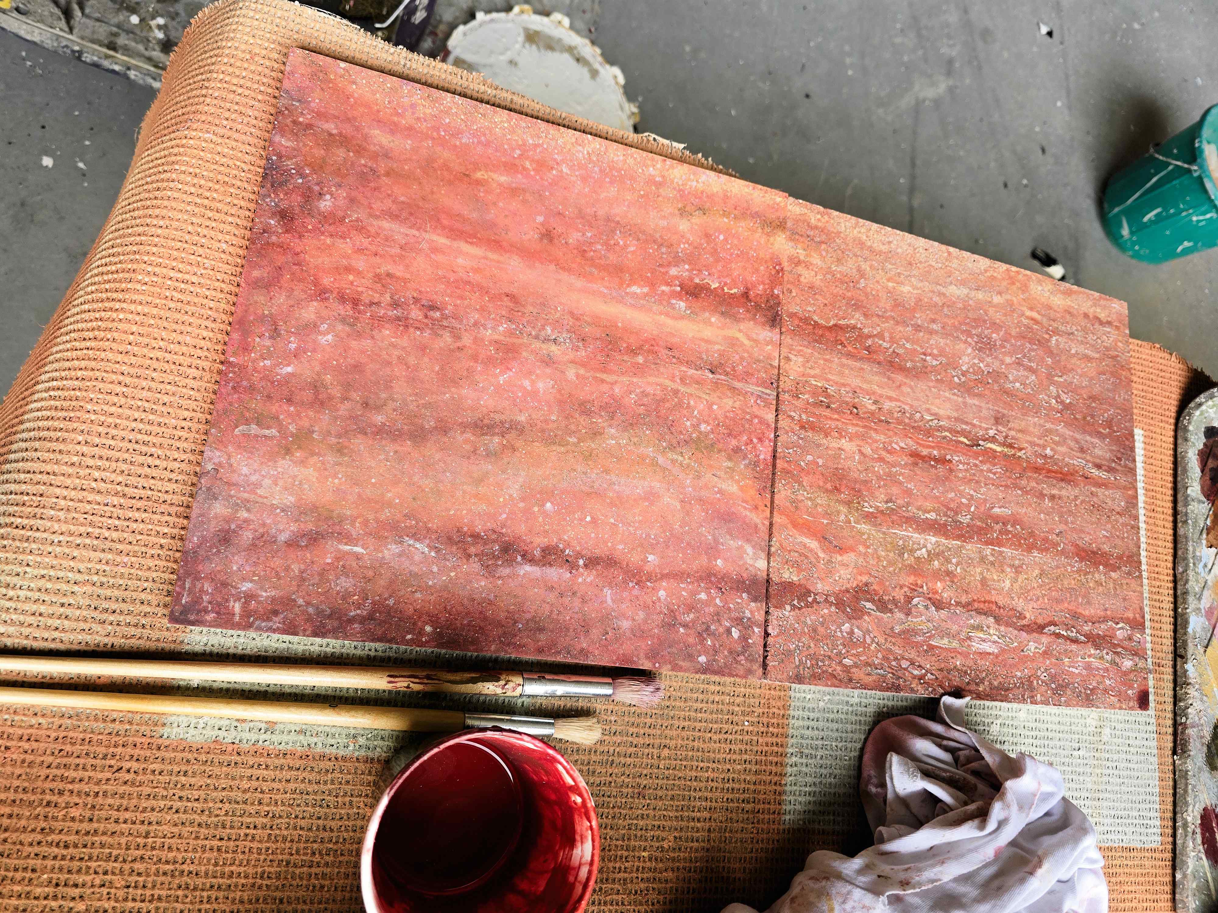 Evolution Scenic samples undergoing workshop tests for fixing methods, surface quality and construction suitability.
