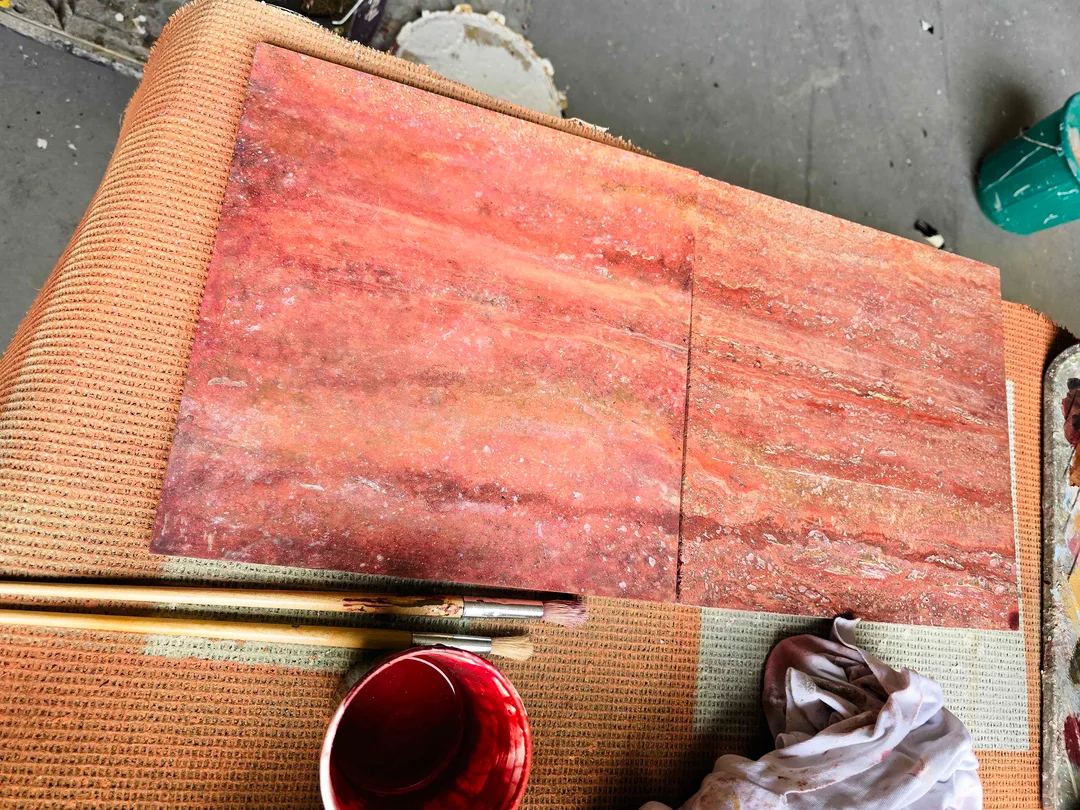 Evolution Scenic samples undergoing workshop tests for fixing methods, surface quality and construction suitability.
