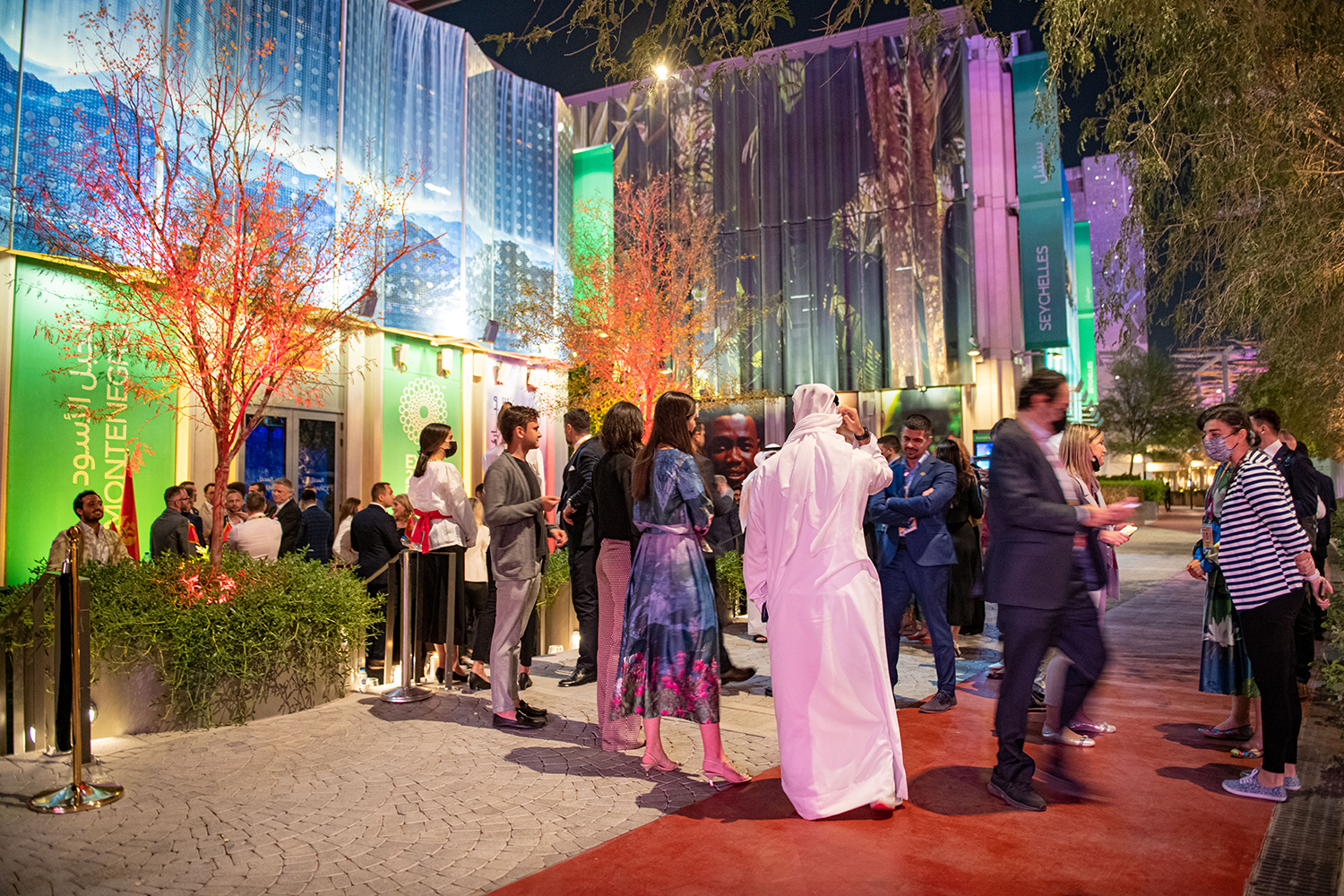 Evolution Scenic custom joinery and acrylic fabrication for Montenegro Pavilion Dubai.