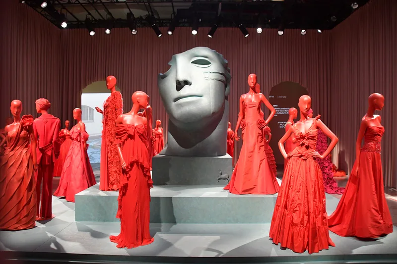 Custom architectural scenic installation inspired by Rome for the Forever Valentino exhibition.