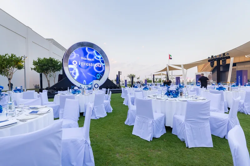Evolution Scenic circular gala feature installed on the Hilton Abu Dhabi terrace.