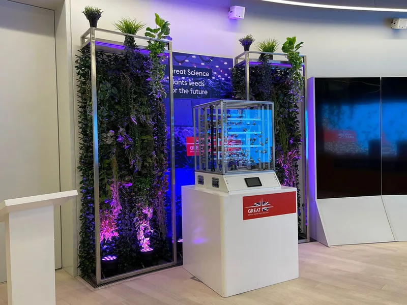 MDF-clad custom interior element with clear coat finish fabricated for Expo 2020 Dubai.