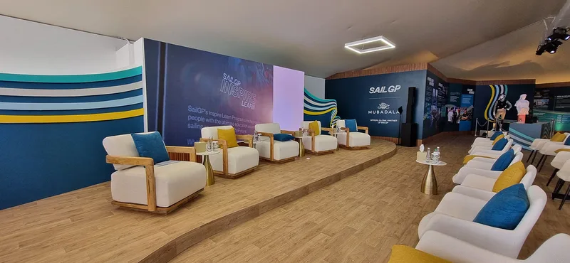 Evolution Scenic curved stage and vinyl flooring at Emirates Palace Abu Dhabi.