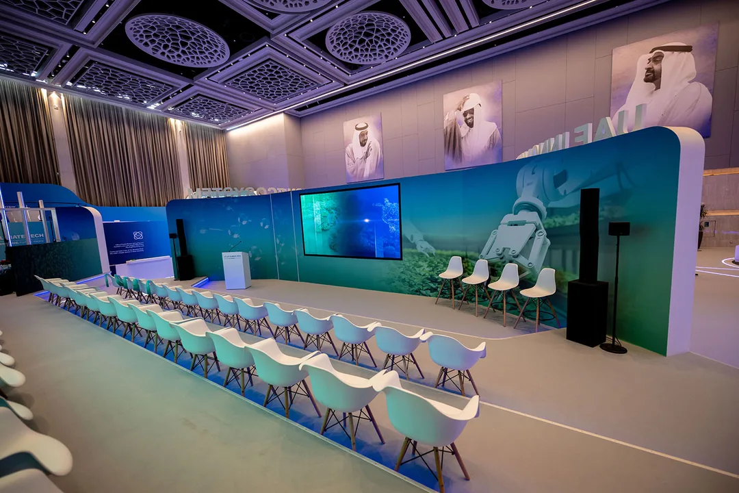Modular scenic media wall with adjustable mounts and space for future technology upgrades.
