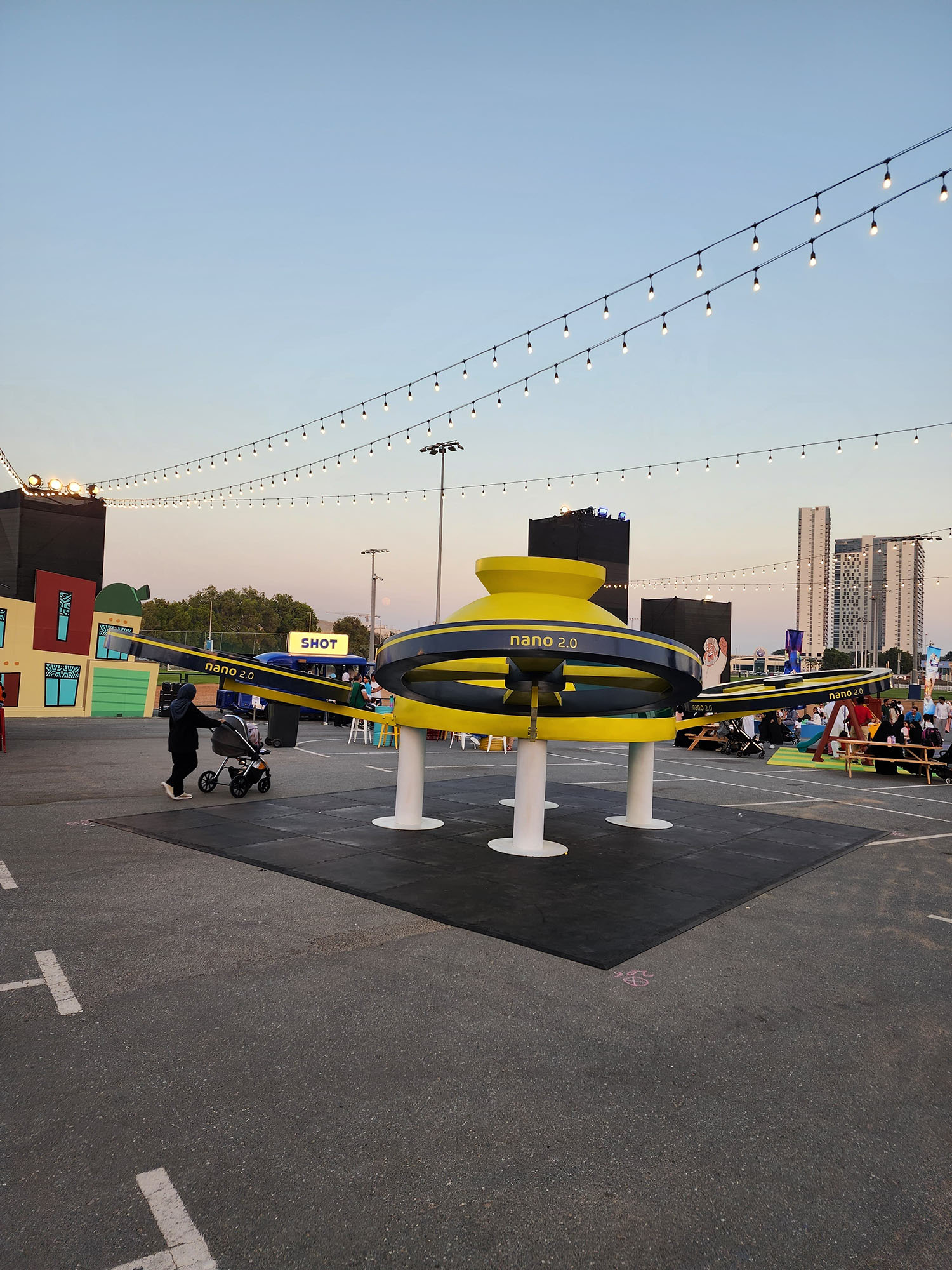 Evolution Scenic wide-span character fabrication installed on a protective rubber mat platform.