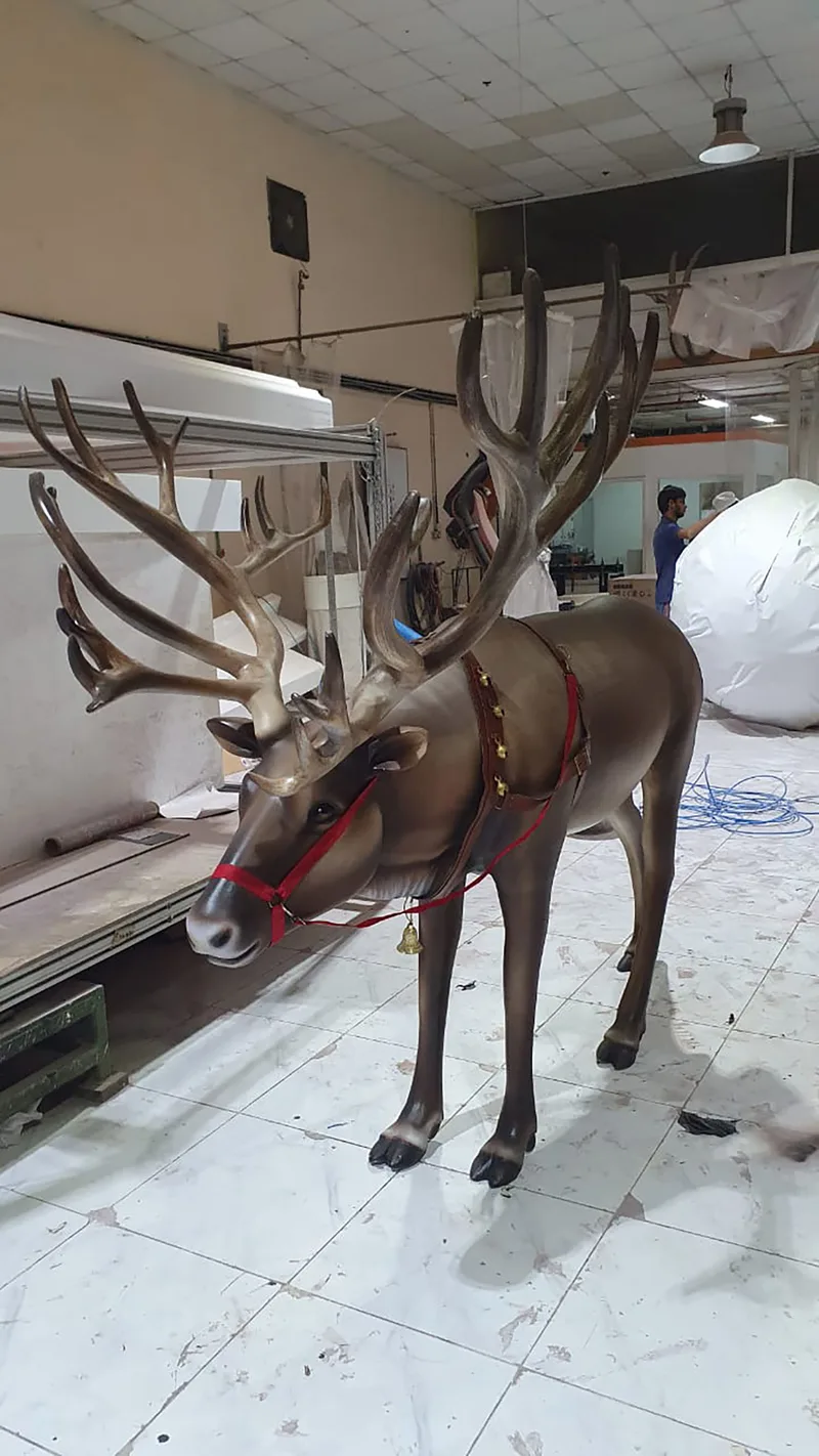 Evolution Scenic workshop refurbishment of realistic reindeer prop with sculpted scenic finish