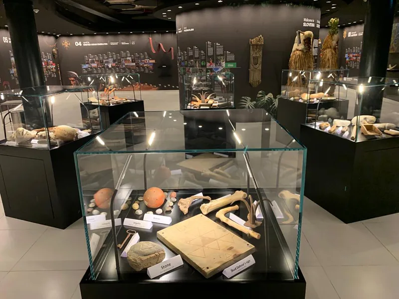 Evolution Scenic scenic joinery supporting glazed museum-style display cases in Dubai.